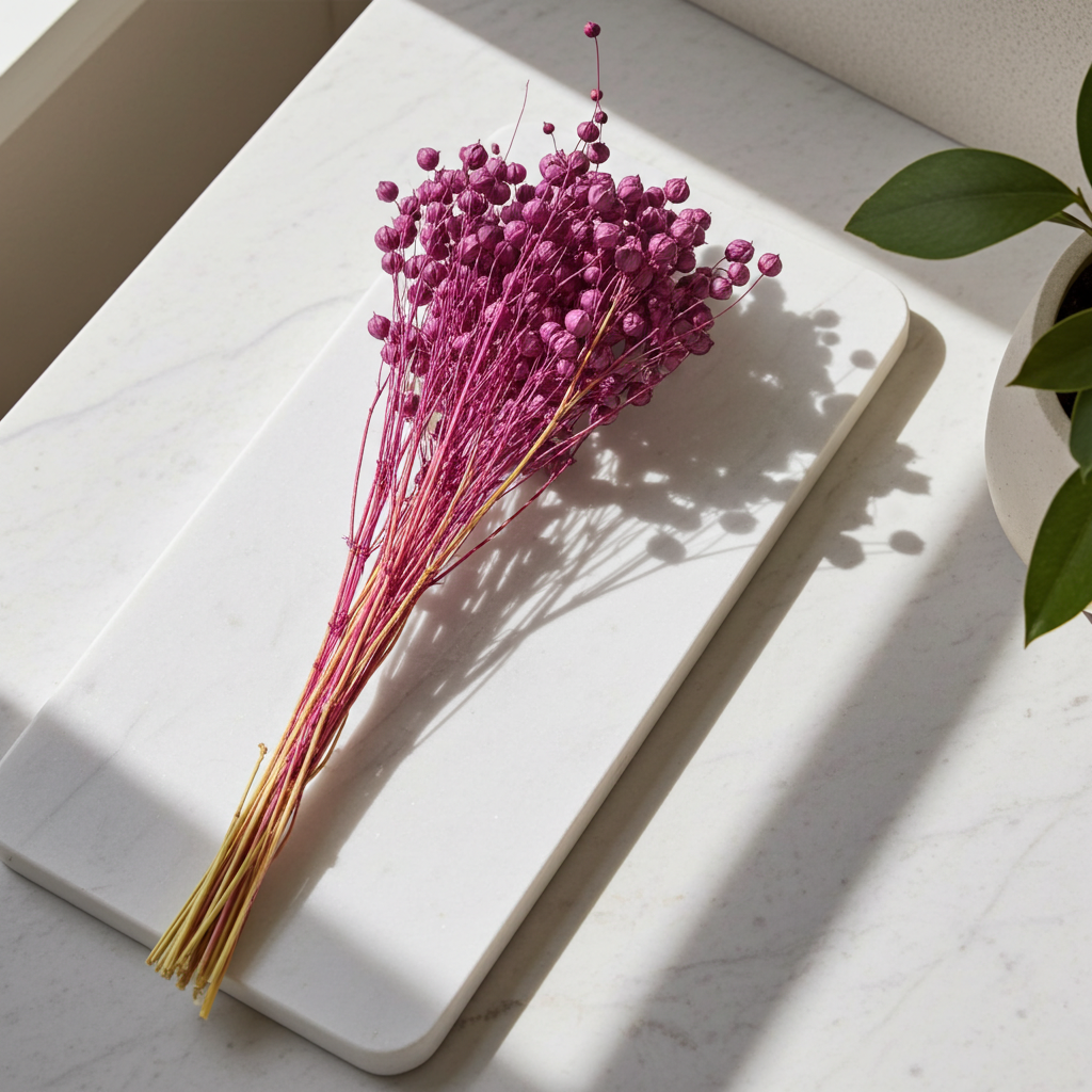 Sušený Len ve fialové barvě – jemný a elegantní akcent do dekorací